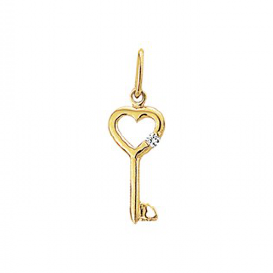 14k gouden Hanger sleutel en zirkonia - 604151