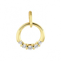 14k gouden Hanger rondje zirkonia - 604153