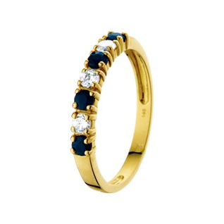 14k gouden ring saffier en zirkonia - 604159