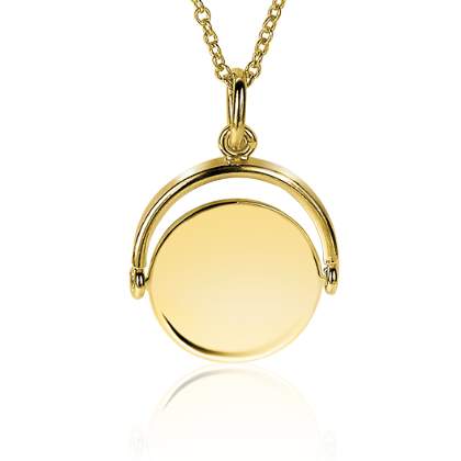 ZINZI zilveren hanger l verguld 27mm rond glimmend plaatje 18mm ZIH2217G - 604201