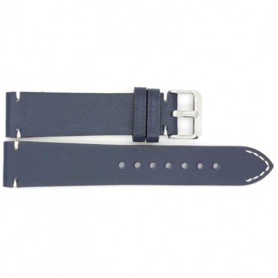 High quality calf leather watch strap made of 2 layers, very flexible and durable. The 3 mm has no padding but thick leather. This strap has an extra heavy buckle and ornamental stitching in white. - 604240