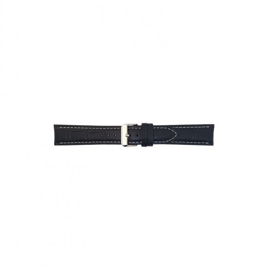 Alligator print calf leather watch strap, mat. With strong case and buckle connection, stitchinged loop and stainless steel buckle. This watch strap has soft leather lining and is super flexible. White stitching - 604297