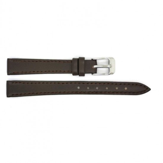Genuine leather flat strap with stitch to ensure durability. The stainless steel buckle is strong and durable. This strap fits traditional, dressed watches and is available in many sizes - 604303