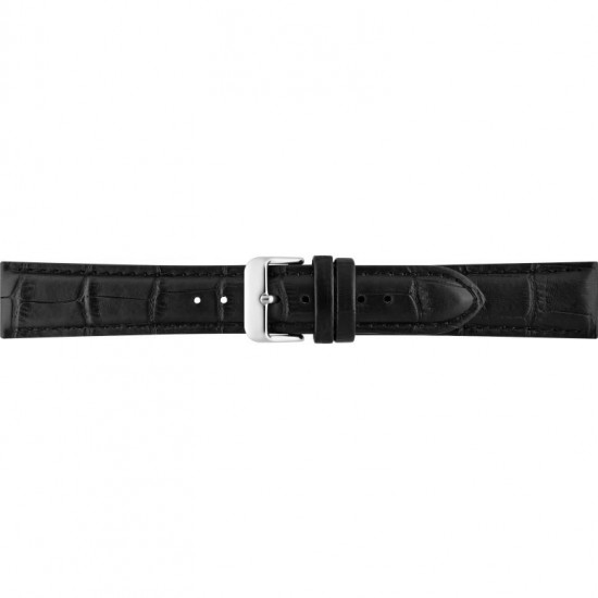 Alligator print calf leather strap, mat. With strong case and buckle connection, stitched loop and stainless steel buckle. This strap has soft leather lining and is super flexible - 604305