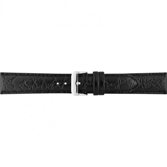 Crocodile print calf leather watch strap, mat. With strong case and buckle connection, stitchinged loop and stainless steel buckle. This watch strap has soft leather lining and is super flexible. - 604309
