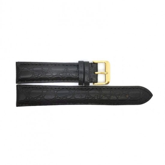 Crocodile print calf leather watch strap, mat. With strong case and buckle connection, stitchinged loop and stainless steel buckle. This watch strap has soft leather lining and is super flexible. - 604309