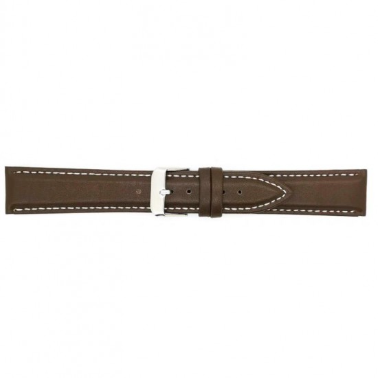 Simple calf leather, padded, strap with steel buckle and white stitch. - 604310
