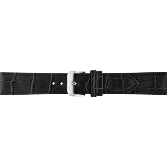 Flat or thin alligator print, calf leather watch strap with stainless steel buckle and soft nubuck lining. - 604311