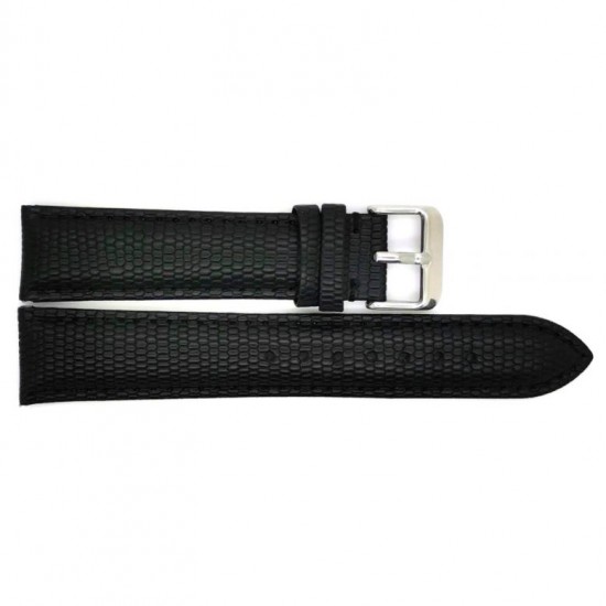 calf leather watch strap with fine lizard print and nubuck lining. This semi padded watch strap is soft and has a stainless steel buckle. - 605389