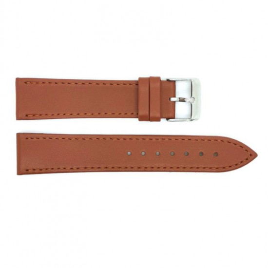 Genuine leather flat watch strap with stitching to ensure durability. The stainless steel buckle is strong and durable. This watch strap fits traditional, dressed watches and is available in many sizes - 605390