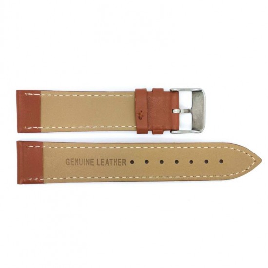 Genuine leather flat watch strap with stitching to ensure durability. The stainless steel buckle is strong and durable. This watch strap fits traditional, dressed watches and is available in many sizes - 605390
