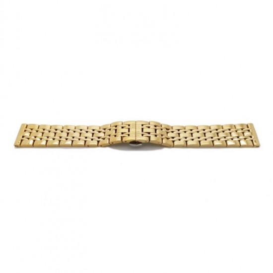 PVD gold stainless steel watch band with solid links and pin connection . All polished and with double folding clasp. - 606204