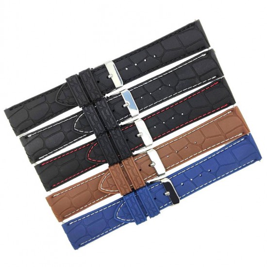 Highly flexible BBS silicone watch strap with stitching and Quick Release push pins. The watch strap is fited with a stainless steel buckle. - 606210