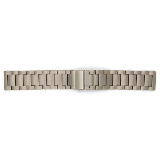 Solid titanium watch strap with pin connection. The folding clasp is also made of the anti-alergic and extremely light titanium. Executed in the typical light gray titanium color.Originally made for Samsung and Huawei smartwatches, but can also be worn on