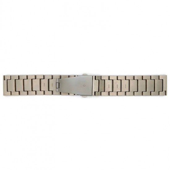 Solid titanium watch strap with pin connection. The folding clasp is also made of the anti-alergic and extremely light titanium. Executed in the typical light gray titanium color.Originally made for Samsung and Huawei smartwatches, but can also be worn on