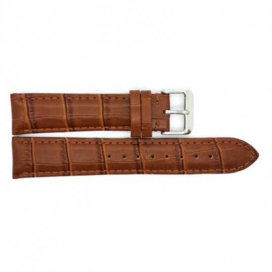 Alligator print calf leather watch strap, mat. With strong case and buckle connection, stitchinged loop and stainless steel buckle. This watch strap has soft leather lining and is super flexible - 607067