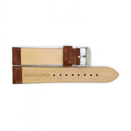 Alligator print calf leather watch strap, mat. With strong case and buckle connection, stitchinged loop and stainless steel buckle. This watch strap has soft leather lining and is super flexible - 607067