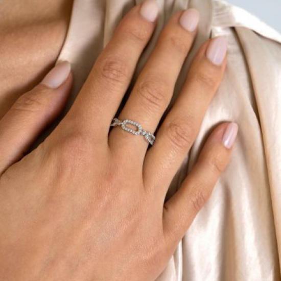 ZINZI zilveren ring met drie trendy ovale schakels - 20002230