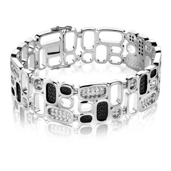 Mart Visser by ZINZI zilveren luxueuze armband wit zwart MVA3Z - 20002480