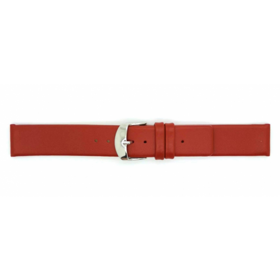 Plain soft calf leather watch strap PARALLEL (so not descending) with stainless steel buckle and soft nubuck lining. - 20002149