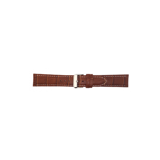 Alligator print calf leather watch strap, mat. With strong case and buckle connection, stitchinged loop and stainless steel buckle. This watch strap has soft leather lining and is super flexible. White stitching - 20002159