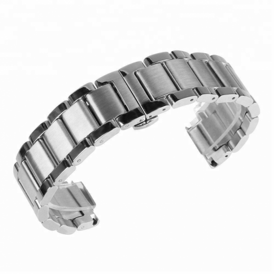 Solid stainless steel, watch band with mat and polished links and double folding clasp. - 20002175