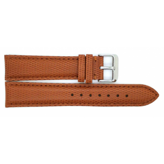calf leather watch strap with fine lizard print and nubuck lining. This semi padded watch strap is soft and has a stainless steel buckle. - 20002147