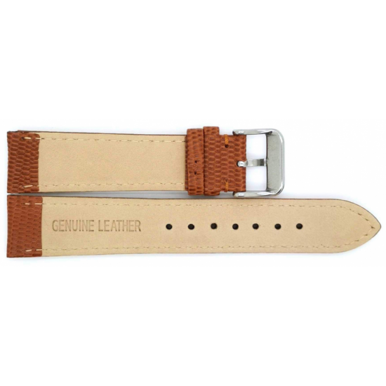 calf leather watch strap with fine lizard print and nubuck lining. This semi padded watch strap is soft and has a stainless steel buckle. - 20002147