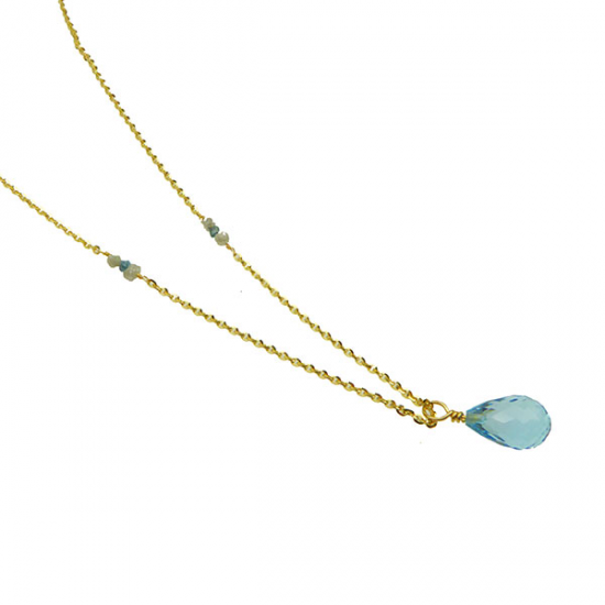 14 ketting met hanger in blauwe topaas - 20003511