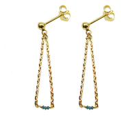 14 karaat oorbellen met elk 3 gefacetteerde blauwgroene ruwe diamanten - 20003516 14 karaat oorbellen met elk 3 gefacetteerde blauwgroene ruwe diamanten - 20003516