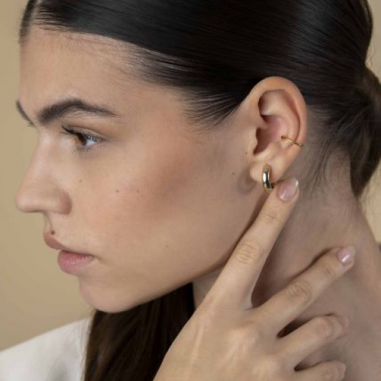 ZINZI gold plated zilveren ear cuff gedraaide buis per stuk geprijsd ZIO-CUFF3G - 20004036