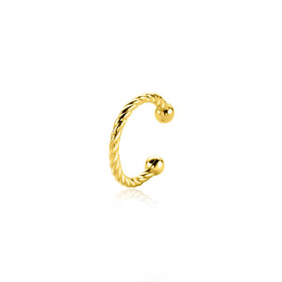 ZINZI gold plated zilveren ear cuff gedraaide buis per stuk geprijsd ZIO-CUFF3G - 20004036