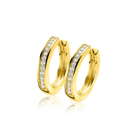 ZINZI gold plated zilveren oorringen met witte zirconia's en luxe klapsluiting, buisdikte 3mm ZIO190Y - 20004038 ZINZI gold plated zilveren oorringen met witte zirconia's en luxe klapsluiting, buisdikte 3mm ZIO190Y - 20004038