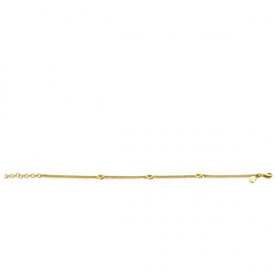 ZINZI gold plated zilveren gourmet armband met drie open hartjes 17-20cm ZIA2409G - 20004042