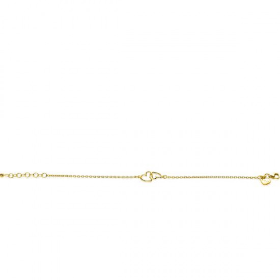 ZINZI gold plated zilveren armband met 2 verbonden hartjes 16,5-19,5cm ZIA2513G - 20004044