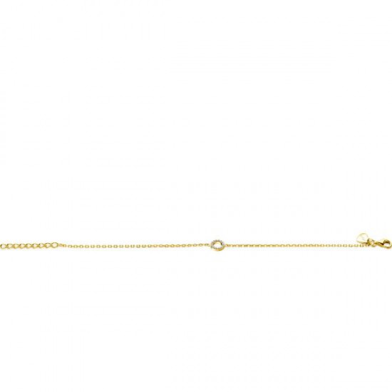 ZINZI gold plated zilveren armband met open rondje (7,5mm) bezet met witte zirconia&#39;s 16,5-19,5cm ZIA2550Y - 20004046