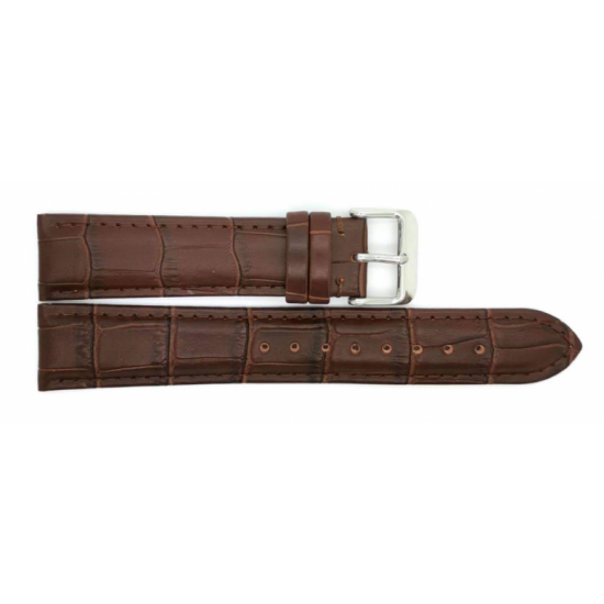 Alligator print calf leather watch strap, mat. With strong case and buckle connection, stitchinged loop and stainless steel buckle. This watch strap has soft leather lining and is super flexible - 20002162