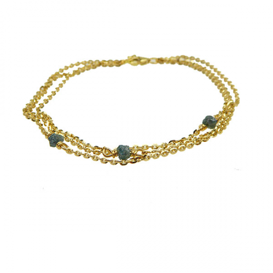 armband met blauwgroene ruwe diamanten - 20004822