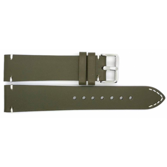 High quality calf leather watch strap made of 2 layers, very flexible and durable. The 3 mm has no padding but thick leather. This watch strap has an extra heavy buckle and ornamental stitching in white. - 20002158