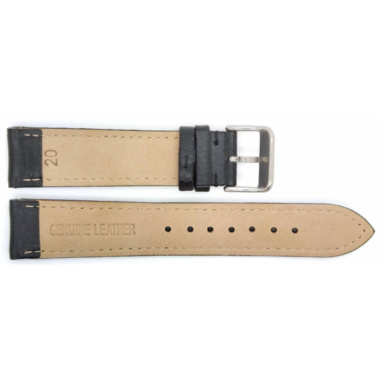 BBS Bison grained calf leather watch strap. Padded and fitted with solid stainless steel buckle. Like all BBS watch straps, this one has a soft nubuck lining and a reinforced case connection - 20002165