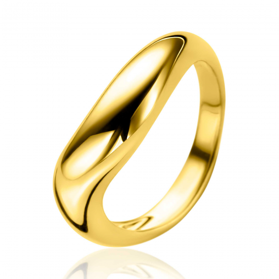 ZINZI gold plated zilveren ring organisch gevormd 6mm breed ZIR2609G - 20005400