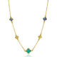 ZINZI gold plated zilveren schakel ketting met twee donkerblauwe klavers en een grotere groene klaver 40-45cm ZIC2583 - 20005407