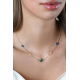 ZINZI gold plated zilveren schakel ketting met twee donkerblauwe klavers en een grotere groene klaver 40-45cm ZIC2583 - 20005407