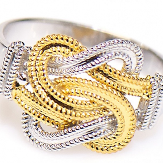 18K Gouden mattenklopper ring bicolor - 20005912