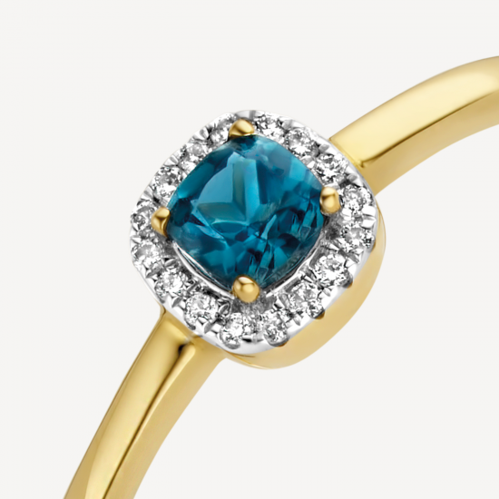 14k Londen Bleu met diamanten ring - 20006670