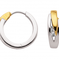 Zilveren creolen Half verguld met zirkonia stenen - 20006896