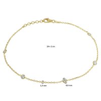 enkelbandje zirkonia 24 + 2 cm 3 micron - 20007255