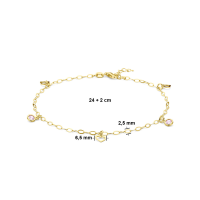 Enkelbandje hart en roze zirkonia 24 + 2 cm 3 micron - 20007257