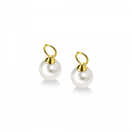 ZINZI Gold 14 karaat gouden oorbedels parel wit 8mm ZGCH144 (zonder oorringen) - 20007318