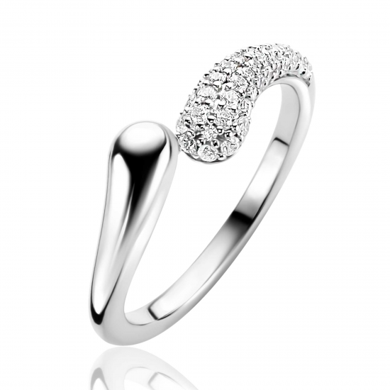 ZINZI zilveren ring met twee druppelvormen, bezet met witte zirkonia's ZIR2681 - 20007320